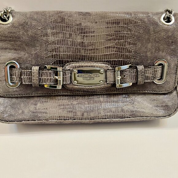 Michael Kors Vintage- Soft Suede Like - Snake / Animal Print Bag- Gray- EC - Picture 11 of 13